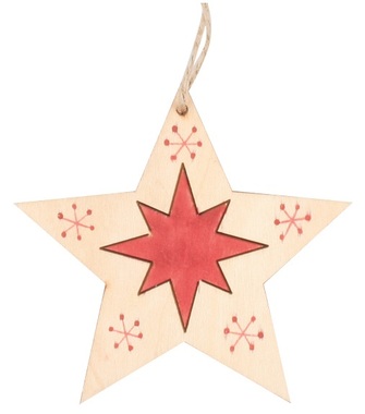 Hanging Wooden Star 11 cm, Natural