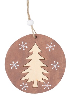 Hanging Wooden Decoration 9 cm, Brown
