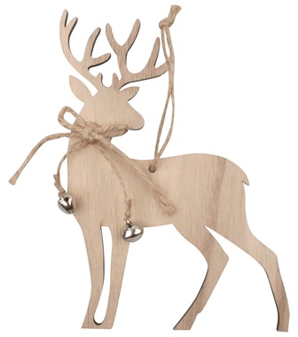 Hanging Wooden Deer 16 cm, natural