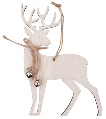 Hanging Wooden Deer 16 cm, white