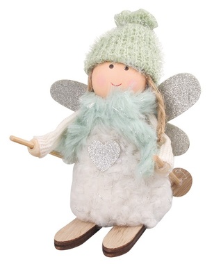 Angel on Sledge with Scarf 10 cm 