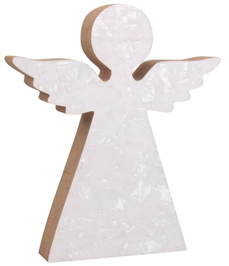 Standing wooden angel white 15 cm 