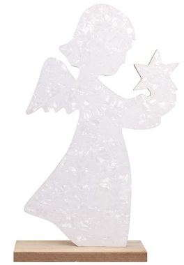 Standing wooden angel white with star 21 cm 