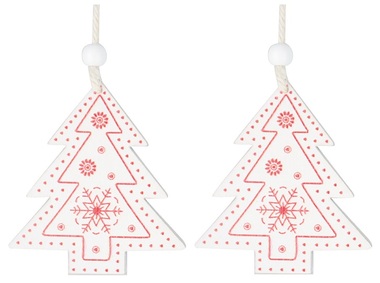 Hanging Wooden Trees White 8 cm, 2 pcs 