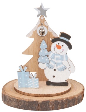 Standing Wooden Deco with Snowman 10 cm