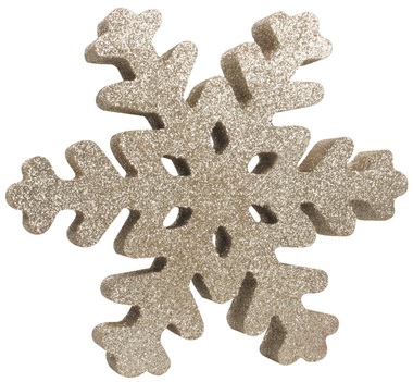 Standing wooden snowflake w/glitters 15 cm 
