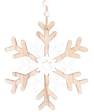 Hanging Wooden Snowflake 14,5 cm 