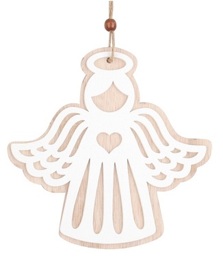 Hanging Wooden Angel with Heart 15 cm 