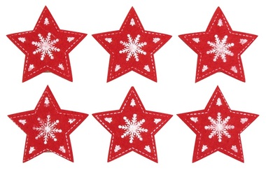 Felt Stars on Peg Red 5 cm, 6 pcs 