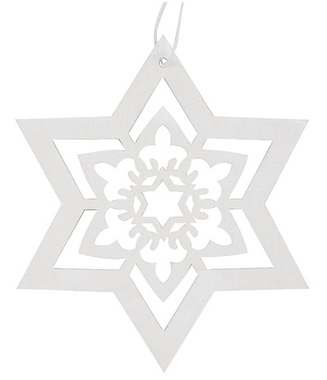 Hanging Wooden Star 10 cm, White 