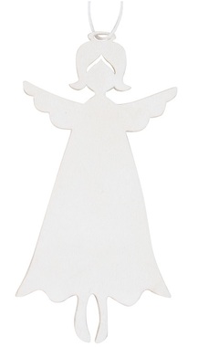 Hanging Wooden Angel 12 cm, White