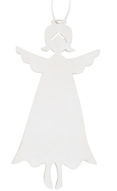Hanging Wooden Angel 10 cm, White