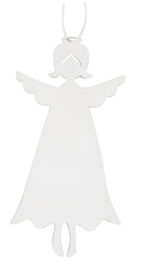 Hanging Wooden Angel 8 cm, White 