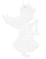 5567 Dřevěný anděl na zavěšení 12 cm, bílý-1