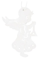 5568 Dřevěný anděl na zavěšení 10 cm, bílý-1