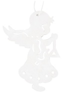 5569 Dřevěný anděl na zavěšení 8 cm, bílý-1
