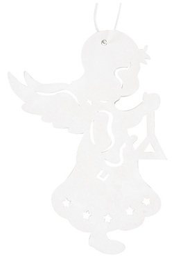 Hanging Wooden Angel 8 cm, White 