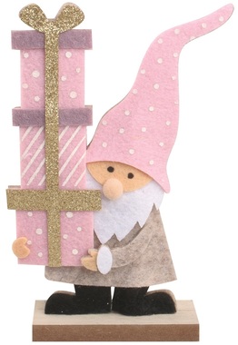 Standing felt gnome pink 16 cm 