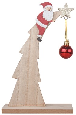 Standing Wooden Tree w/Santa 14 x 22 cm 