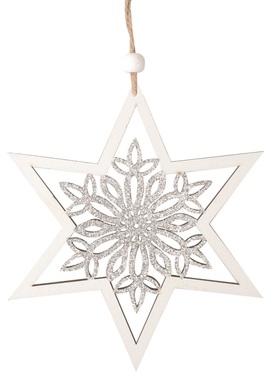 Hanging Wooden Star 15 cm, white
