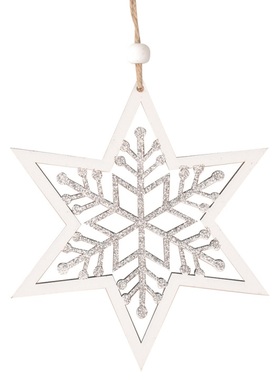 Hanging Wooden Star 15 cm, White 