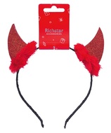 5630 Čelenka do vlasů čertovské rohy  z filcu s kožíškem červené, obvod 37 cm-1