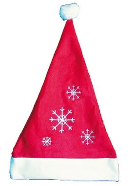 Santa Hat Red w/Snowflakes 40x30 cm