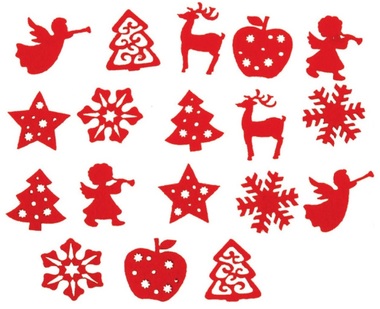 Felt Decorations 3 cm, 18 pcs, Red