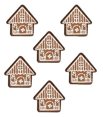 Felt Houses Gingerbread with Clip 4,5 cm, 6 pcs