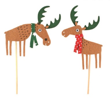Decoration Reindeer 9 cm + Stick 