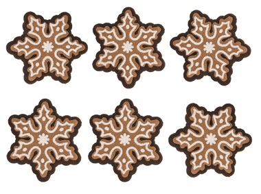 Felt Snowflakes Gingerbread with Clip 5 cm, 6 pcs