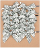  Ribbon Bow 8 cm, 12 pcs Silver