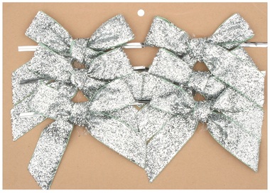 Ribbon Bow 10 cm, 6 pcs Silver