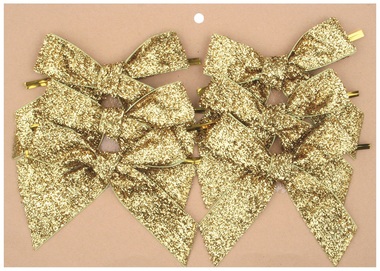 Ribbon Bow 10 cm, 6 pcs Gold