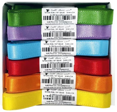 Taffeta Ribbons 16 mm x 3 m, Mix of 6 Colors, 30 pcs in a Box