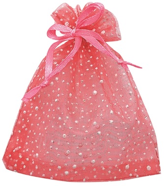 Red Organza Bag with glitters 9x12 cm