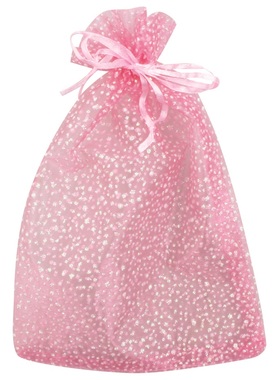Pink Organza Bag with glitters 15x22 cm