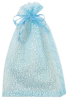 Sky blue Organza Bag with glitters 15x22 cm