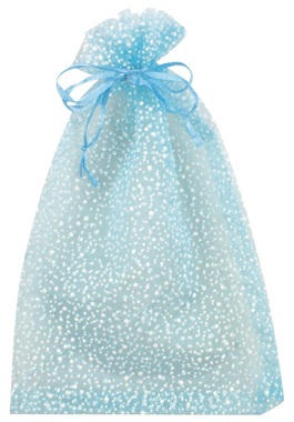 Sky blue Organza Bag with glitters 26x35 cm