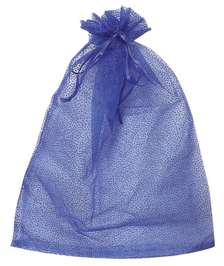Blue organza bag with dots on blue 5 x 7 cm
