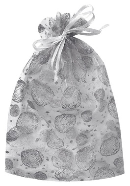 White Organza Bag with Glitter Balls 15 x 22 cm