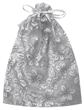 White Organza Bag with Glitter Flower 15 x 22 cm