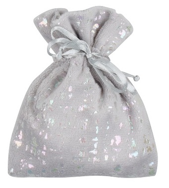 Textile Bag Shiny Velour Grey 9 x 12 cm 