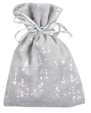 Textile Bag Shiny Velour Grey 12 x 16 cm 