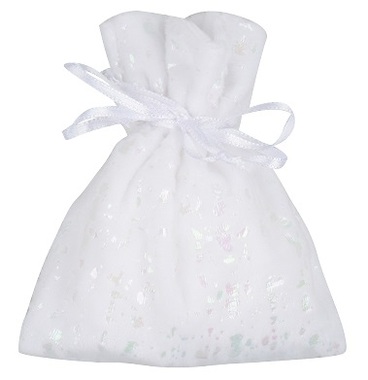 Textile Bag Shiny Velour White 9 x 12 cm 