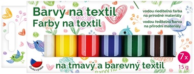 Fabric Colours for Dark Coloured Fabric, set 7 x 20 g + Stencils