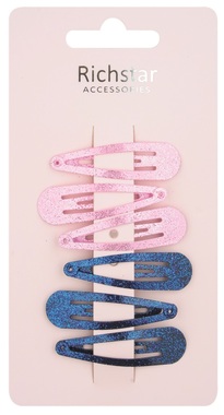 Hair Clips with Glitters 5 cm 6 pcs