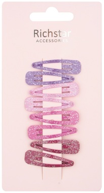 Hair Clips Colourful w/Glitter 4 cm 8 pcs