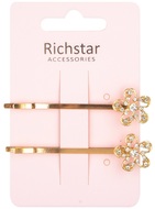 Hair Slides with Flower 2 pcs, Golden