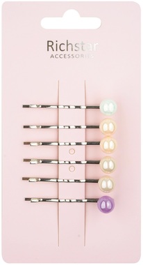 Hair Slides with Pearl 5 cm 6 pcs